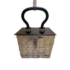 Vintage Dorset Fifth Avenue Women’s Silver & Black Metal 1950’s Basket Handbag picture