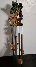 Ebros Safari Giraffe Mother And Calf By The Trees Resonant Relaxing Wind Chime picture
