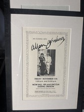Allen Ginsberg Autographed Poster WOW Hall Eugene Oregon Beatwave Vintage Signed picture