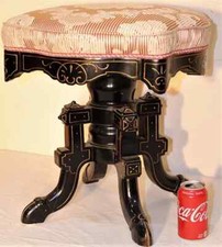 Awesome Victorian Revolving Ebonized Organ Stool picture