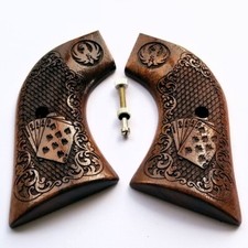 Ruger Blackhawk Wrangler Vaquero Grips Wood Walnut Scroll Cards XR3-RED Frame picture