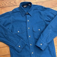 Vintage 80s Woolrich Chamois Expedition Blue Field Button Up Shirt Small picture