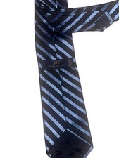 Brooks Brothers Necktie Navy Blue Striped Silk Repp Made in USA Irregular picture