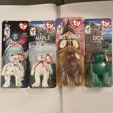 1999 McDonald's TY Teenie Beanie Babies International Bears COMPLETE Set 4 picture