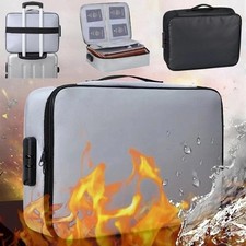3-Layer Fireproof Document Box with Lock File Storage Box Waterproof Safe Bag US picture