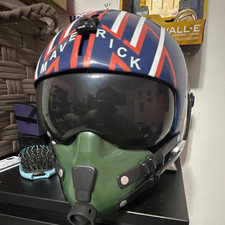 Maverick Top Gun Pilot Helmet popcornw/ Visor & Oxygen Mask - Militaria Theme 30 picture