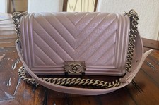 CHANEL Boy Flap Bag Iridescent Purple Chevron Lambskin MEDIUM handbag Silver CC picture