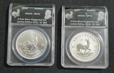 2017-18 2 Coin .999 Silver Krugerrand Set 1 oz 999 Silver ANACS SP 70 MS 70 Rare picture