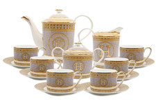 Imperial  Porcelain 15-pc 'Mosaic' Tea Set, Bone China Service for 6  Gift Boxed picture
