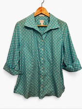 Chico's No Iron Geometric Trellis 3/4 Sleeve Button-Down Size 2 (US Large 12-14) picture