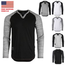 ZIMEGO Mens Long Sleeve T-Shirts - Modern Fit V-Neck Casual Henley picture