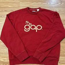 Vintage 90’s Gap Men's Red Graphic Logo Crewneck Fleece Sweatshirt Size M picture