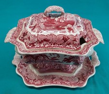 Vintage Mason's Red Vista Large Soup Tureen And Underplate Excellent Condition  picture
