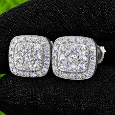 VVS1 Certified 925 Square Pavé Moissanite Stud Earrings picture