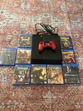 Sony PS4 Slim 500GB Bundle Red Controller 9 Games Tested Working picture