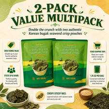 2 Pack Trader Joe's Korean Bugak Sticky Rice and Seaweed Crisps 1.76 oz picture
