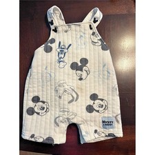 Disney Mickey & Friends Mickey Mouse Baby Romper Cream Blue Quilted 12M picture