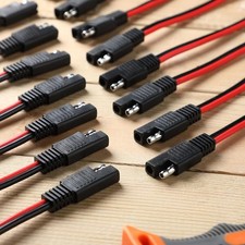 16 Pack SAE Connector 12 Inch 14 AWG Copper Wire, 2 Pin Single Plug Connector picture