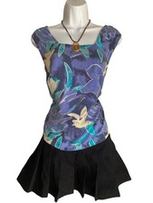 Vintage Valerie Stevens II Plus 18W Silk Floral Cap Sleeve Blouse Whimsigoth Boh picture