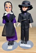 Vintage Amish Doll Couple Handmade Folk Art Primitive Pair Pennsylvania 12” picture