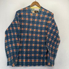 Vintage JD McGeorge Sweater Mens 44 Blue Plaid Crewneck Shetland Wool Scotland picture