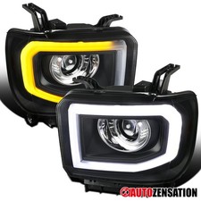 Black Fit 2014-2019 GMC Sierra 1500 2500HD LED Bar Projector Headlights Headlamp picture