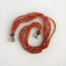Sterling Silver Angel Skin Coral Multi 7 Strand Torsade Necklace~20
