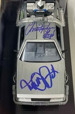MICHAEL J FOX CHRISTOPHER LLOYD SIGNED BACK TO THE FUTURE 1:24 DELOREAN BECKETT picture
