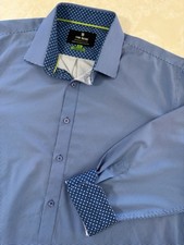 Tom Baine Reg Fit Performance Shirt mens 2XL 18-18.5 34/35 Contrast Flip Cuffs picture