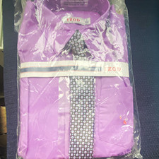 IZOD Men's Purple Cotton Dress Shirt Solid Regular Fit 17 34/35 Pockets picture