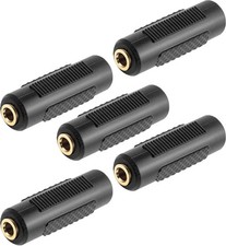5 Pcs 3.5mm Stereo Audio Gold Plated Female to Female Jack Coupler Adapter Black picture