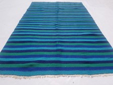 Vintage Traditional Handmade Oriental Striped Flatweave Wool  Kilim 6.7x4.2ft picture