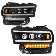 Fit 19-24 Ram 2500 3500 Black Amber LED Sequential Chasing Projector Headlights picture