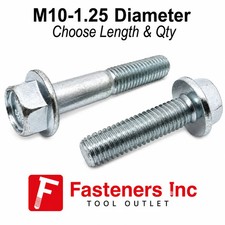 M10-1.25 Class 10.9 JIS Hex Flange Screws Bolts Zinc Clear (Pick Length & Qty) picture