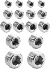 304 Stainless Steel NPT Hex Countersunk Plug Fitting Assortment Kit 16 Piece Set picture