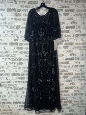 NWT Beautiful Roaman's Beaded Cape Gown - Black Size 36W $310 picture