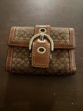 Vintage Coach Soho Signature Buckle Compact Wallet Bifold Khaki Brown Tan Y2K  picture