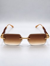 Cartier Première De Cartier Vintage Rectangular Lens Gold & Wood Temples picture