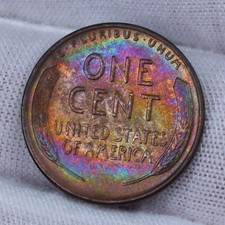 Rainbow Toned 1942 Lincoln Wheat Cent BU UNC Penny 1c Coin picture