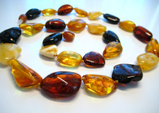 Massive Genuine Multicolor Beautiful Baltic Amber Necklace  23 gr. 20 in.  picture