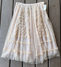NWT NEIMAN MARCUS DKNY Pale Peach Soutache Lace Tulle Skirt Size 2 Gorgeous picture