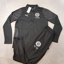 Stockport County Mens Tracksuit Set Large Black Track Top Bottoms Pants Football picture