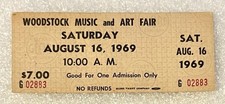 🔥Ultra Rare 1969 Woodstock Music Festival 7.00 Ticket 08/16/69 Black Letters💎 picture