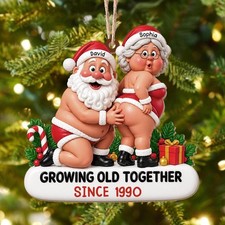 Personalized Funny Santa Couple Ornament Custom Names Year Christmas Gift Decor picture