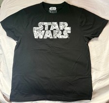 Vintage Star Wars Anime Logo Spell-Out Men's Black T-Shirt Size XL picture