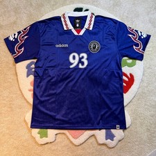 Adidas x BAPE SSL Flame Jersey Blue Soccer Shirt NWT Mens Size L picture