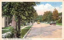 Normal Illinois IL West North Street Homes Interurban Trolley Vtg Postcard E42 picture