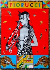 Vintage 1980s Fiorucci Fashion Poster Postmodern Tigers & Model Lithograph Milan picture