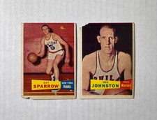 1957-58 TOPPS LOT  x2 BASKETBALL CARDS POOR - HOF N JOHNSTON ROOKIE - TOUGH SET picture
