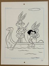 3 x LOONEY TUNES Original Art Coloring Book 1989 BUGS BUNNY Porky Pig Cleopatra picture